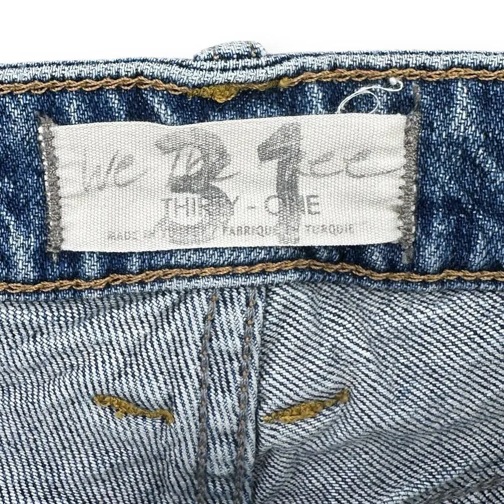 Free People Cuffed Slim Boyfriend Jeans Womens Size 31 Frayed Hole